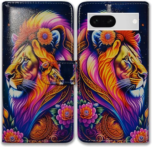 Miniatura 23 de Bcov Pixel 7a - Funda de piel con tapa y función atril para Google Pixel 7a, diseño de flores y mariposas azules Mariposa Azul Flores Rosa