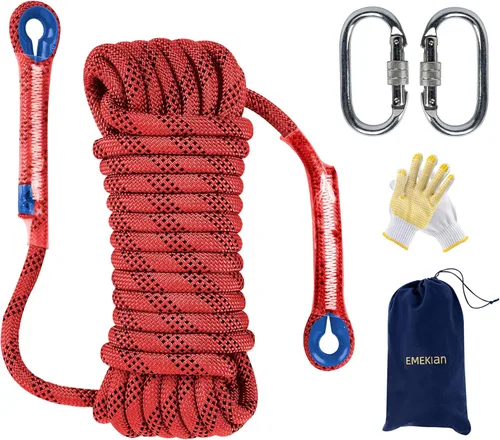 Miniatura 14 de Cuerda de escalada para interiores y exteriores, 10/12/0.551 in (32FT/49FT/65FT/98FT), cuerda de escalada en roca estática para cuerda de escape