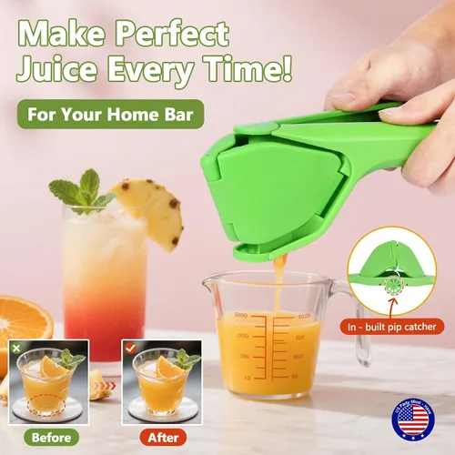 Miniatura 5 de Exprimidor manual plegable de limón con colador de pulpa Fácil de limpiar Diseño de ahorro de espacio Portátil duradero para cocina y Verde
