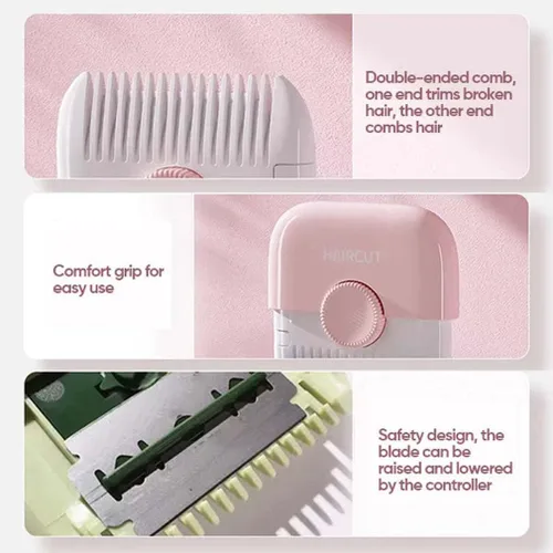 Miniatura 4 de Peine 2 en 1 para recortar y adelgazar el cabello, maquinilla de afeitar de doble cara con bordes afilados para cortar y peinar (gris)