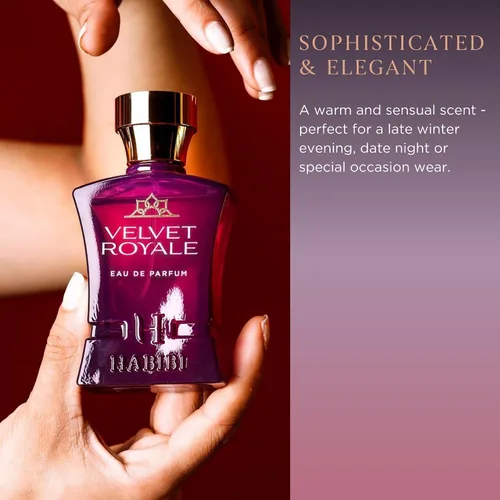 Miniatura 6 de H HABIBI Velvet Royale Perfume Árabe para Mujeres – 2.5 oz (75ML) Fragancia de Larga Duración para Mujeres, Aroma Floral Afrutado con Notas