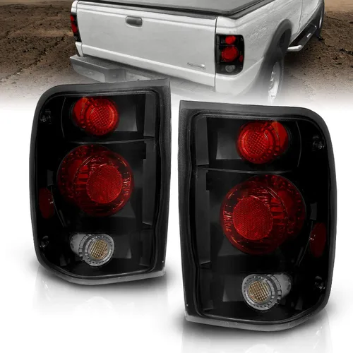 Miniatura 6 de AmeriLite Juego de luces traseras de freno negras de repuesto para Ford Ranger 1998-2000 solamente - lado del pasajero y del conductor Negro