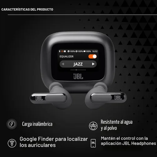 Miniatura 3 de JBL Live Beam 3 - Auriculares True Wireless con cancelación de ruido tipo báculo cerrados, 48 horas totales de reproducción, carga inalámbrica, 6