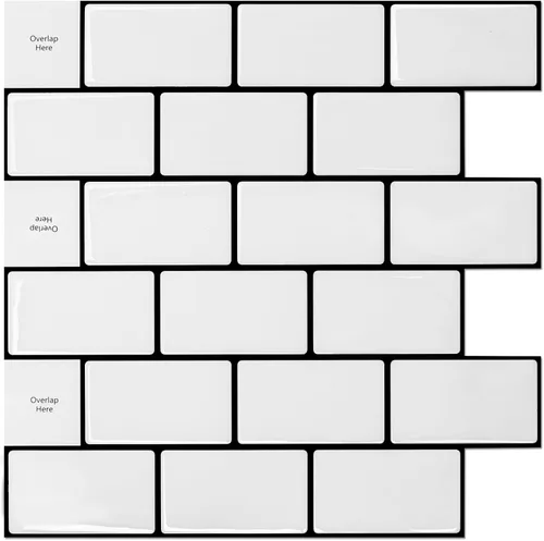 Miniatura 11 de Art3dwallpanels Protector contra salpicaduras blanco brillante, vinilo moderno, autoadhesivo, rayas, acabado brillante, uso en cocina y baño, 12 x