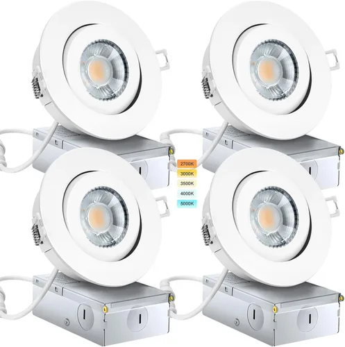 Miniatura 13 de KnLnny Ware Luces empotradas con cardán negras de 4 pulgadas con luz nocturna, paquete de 6, luces empotradas con cardán sin carcasa con caja