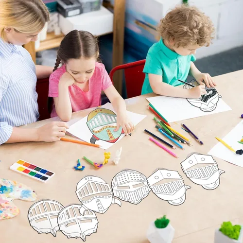 Miniatura 5 de Liliful Juego de 30 unidades de casco de salvación para manualidades a granel para colorear tu propio kit de bricolaje, armadura de Dios, máscara
