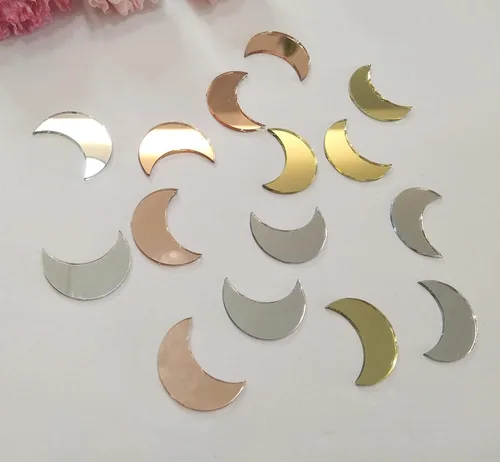 Miniatura 8 de 100 piezas de mosaico de espejo en forma de luna, mini mosaico de vidrio, mosaico de espejo para manualidades, azulejos de bricolaje para arte