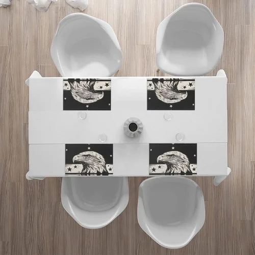 Miniatura 6 de Rectangular Placemats Set of 4, Heat Resistant Black Eagle Printed Kitchen Dining Table Mats