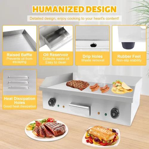 Miniatura 5 de 4400W 110V Teppanyaki, plancha eléctrica de la encimera de la encimera comercial de la parrilla plana de la parrilla de la parrilla de la placa