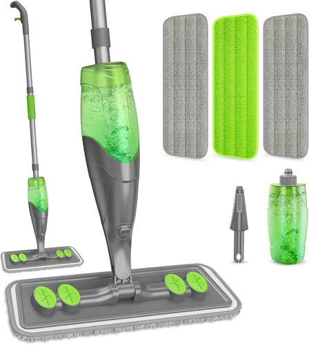 Trapeador con rociador para limpieza de pisos - Trapeadores húmedos y secos para suelos de madera dura con 3 almohadillas lavables de microfibra