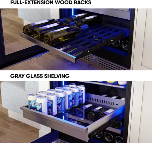 Miniatura 5 de Zephyr Refrigerador de vino y bebidas de 24 pulgadas, zona única, tamaño completo, bodegas de vino altas, gabinete de bebidas de bar grande