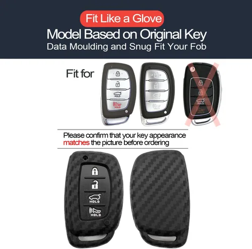 Miniatura 2 de 2 fundas compatibles con Hyundai Ioniq, Elantra, Sonata, Tucson, Elantra GT, llavero protector de fibra de carbono, aspecto de fibra de carbono