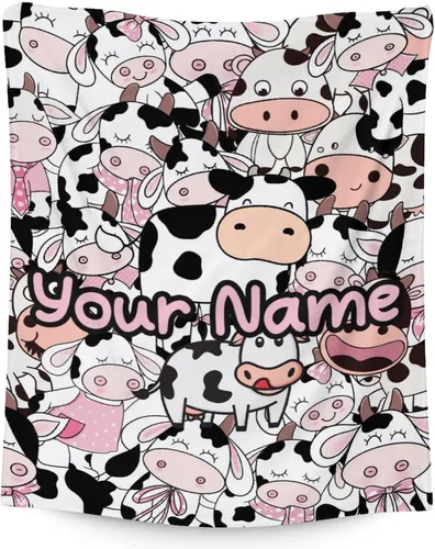 Miniatura 13 de Manta de vaca para niñas pequeñas, tamaño de regazo de 30 x 40 pulgadas, manta de felpa suave y peluda para regalo, manta negra linda para cama, sofá