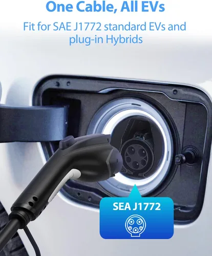 Miniatura 3 de Cable de extensión de cargador EV, cable de extensión J1772 de 50 amperios de 20 pies compatible con cargador EV de nivel 1/nivel 2, cable