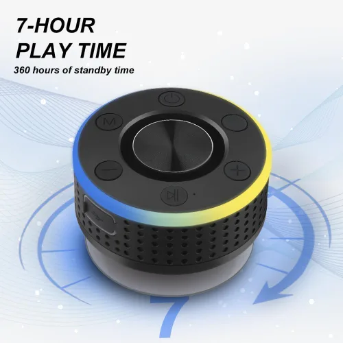 Miniatura 7 de Altavoz de ducha Bluetooth, altavoz portátil Bluetooth 5.3 con ventosa, altavoces inalámbricos impermeables IP7, luces RGB, micrófono integrado