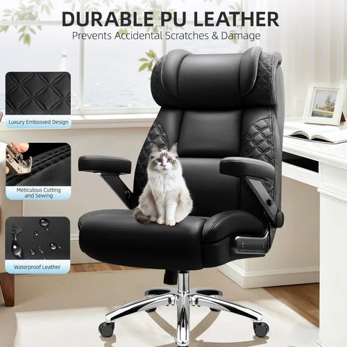 Miniatura 8 de Silla de oficina grande y alta, silla de computadora de escritorio para personas pesadas, silla ejecutiva de juegos de gran tamaño, silla de oficina
