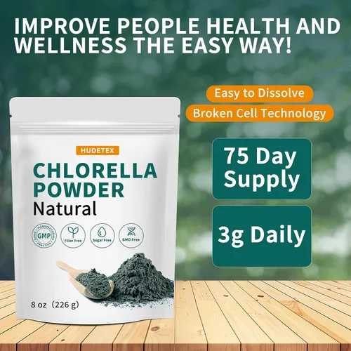 Miniatura 7 de Chlorella Powder Natural - Polvo de clorofila, apoya el sistema inmunológico y la función hepática, mantiene a la juventud, vegano, rico