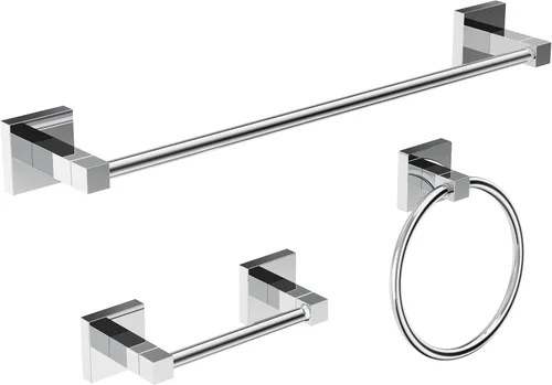 Miniatura 10 de Ruacq Soporte de papel higiénico de níquel cepillado, anillo de toalla, accesorios de baño, juego de accesorios de baño de doble poste giratorio