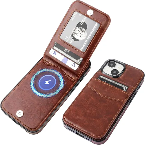 Miniatura 23 de KIHUWEY Compatible con funda tipo cartera con tapa para 15 con soporte para tarjetas de crédito, cierre magnético de cuero premium con función