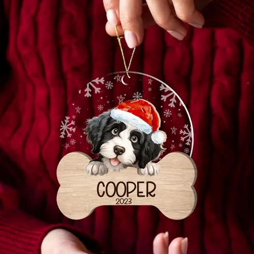 Miniatura 27 de Nazenti American Pit Bull Terrier Adorno de Navidad, adorno de perro fotográfico, adorno de perro personalizado, adornos de fotos de madera