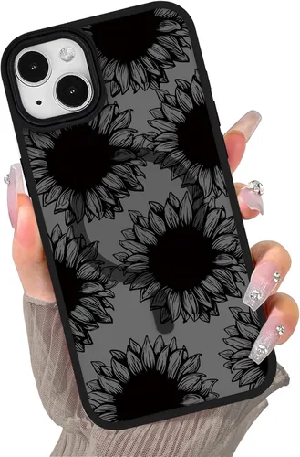 Miniatura 66 de Compatible con el teléfono 13 Pro - Funda magnética mate translúcida, de lujo, a prueba de golpes, magnética y con bonito patrón de flores, carcasa