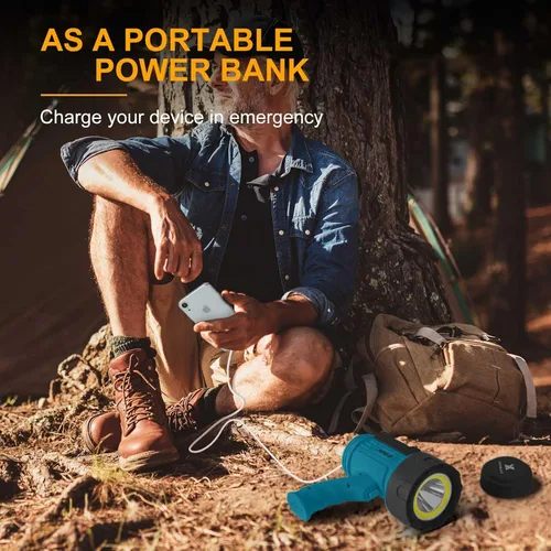 Miniatura 6 de YIERBLUE Foco Recargable Combinado de 120,000 Altos Lúmenes LED, Luz de Punto COB Impermeable IP67, Foco de Mano Resistente a Impactos con Soporte