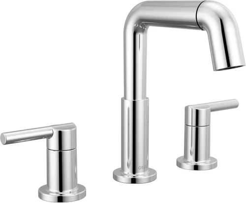 Miniatura 15 de Delta Nicoli - Grifo de lavabo de baño con 3 agujeros, 8 pulgadas para lavabo de baño, montaje de drenaje push-pop, negro mate/bronce champán