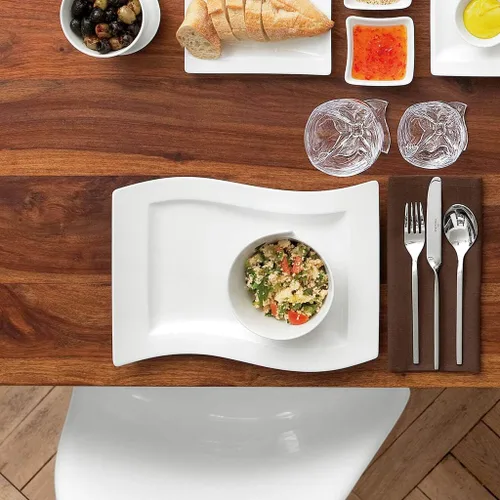 Miniatura 4 de Villeroy & Boch New Wave - Tazón redondo pequeño de arroz de porcelana, 15.5 onzas, color blanco