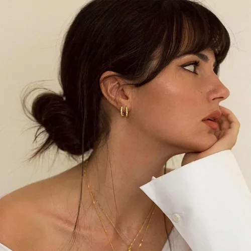 Miniatura 4 de Juego de 9 pares de aretes de aro de oro grueso para mujer, chapados en oro de 14 quilates, hipoalergénicos, trenzados, joyería gruesa