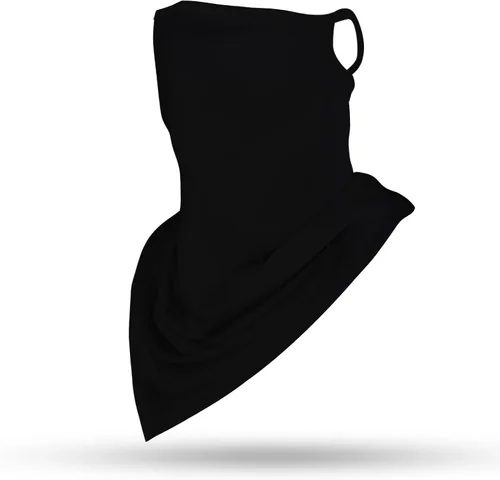 Miniatura 4 de YAYOUREL Polaina de cuello negro sólido para hombres y mujeres, cubrebocas de verano UV para la cara, cubierta de máscara con agujero