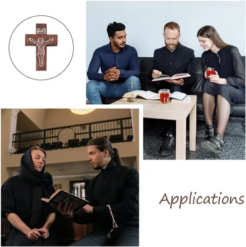 Miniatura 7 de Cheriswelry 100 colgantes de madera con cruz de crucifijo con cruz impresa, dijes de madera teñida religiosos de 32.5 a 1.319 in para hombres