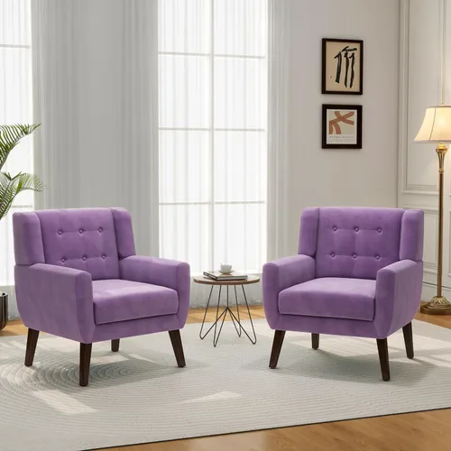 Miniatura 25 de Silla decorativa, sillas de tela moderna de mediados de siglo con brazos para sala de estar, cómodo sillón tapizado para dormitorio, sala de espera