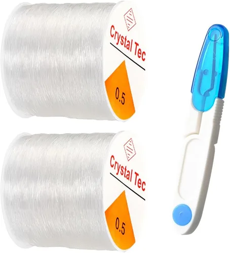 Miniatura 8 de Cuerda elástica de 0.8mm para pulseras, QBJAYTY cuerda elástica transparente para pulseras, cuerda de cuentas de arcilla, cuerda elástica de 100m