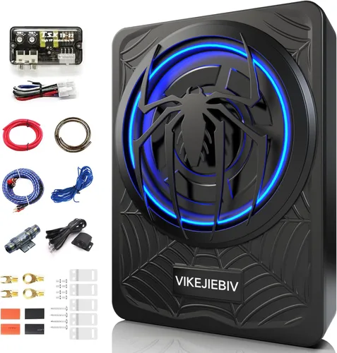 Miniatura 8 de Subwoofer RGB de 1200W, Subwoofer de Coche Delgado Bajo el Asiento y Paquete de Amplificador con Luz RGB Sincronizada con el Ritmo, Control