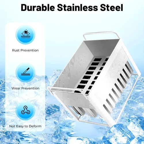 Miniatura 7 de 30 moldes de acero inoxidable para hacer paletas de hielo, reutilizables comerciales, placa de grasa de cabeza plana, máquina de hielo congelada