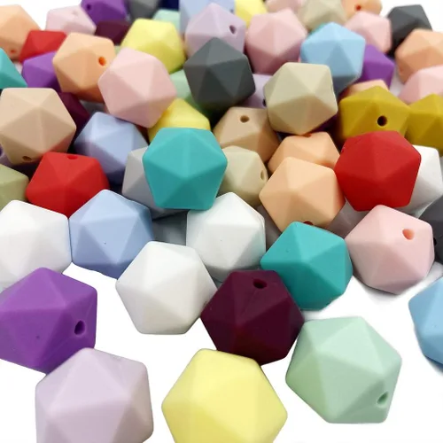 Cuentas multifacéticas de silicona de 0.551 in, 50 cuentas de silicona de colores mixtos para bricolaje collar pulsera Mezcla multifacética