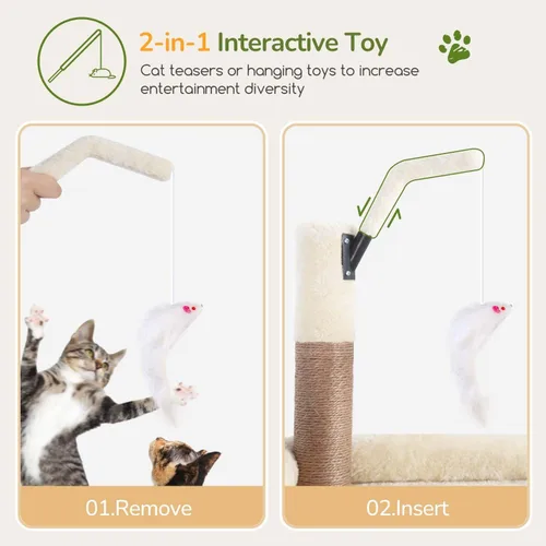 Miniatura 5 de Globlazer - Torre grande para gatos, árbol alto para gatos de interior, torre de escalada para gatos adultos grandes con 2 cuevas espaciosas