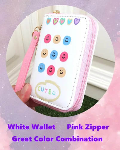 Miniatura 5 de Smile - Monedero con diseño de cara feliz, cartera pequeña para niñas, con dije, mini bolsas para monedas con correa, Cartera