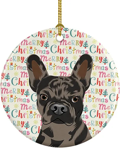 Miniatura 67 de Caroline's Treasures Bulldog Francés Azul de Navidad Adorno de Cerámica Decoraciones Colgantes para Árbol de Navidad para Hogar Navidad, Festividad