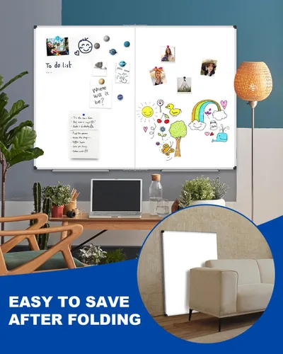 Miniatura 6 de XBoard Pizarra magnética de borrado en seco de 48 x 36 pulgadas, tablero blanco plegable de 4 x 3 pies para pared con bandeja de marcadores, marco