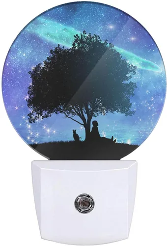 Miniatura 14 de Linda luz nocturna enchufable con forma de pájaro en rama de árbol, luces nocturnas de granja enchufables a la pared con sensor de atardecer a