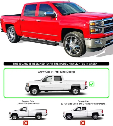 Miniatura 2 de APS Estribos de acero inoxidable negros de 6 pulgadas, barras Nerf compatibles con Chevy Silverado GMC Sierra 1500 2007-2018 y 2500 HD 3500 HD 2019