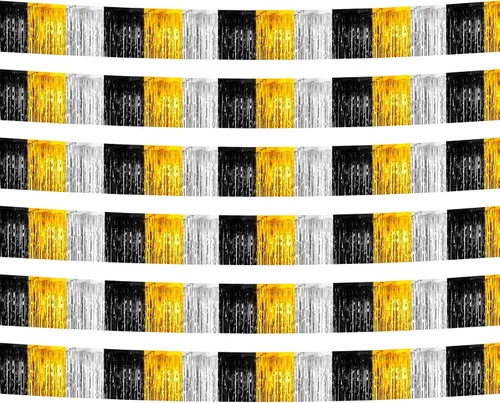 Miniatura 18 de Pack de 6 Guirnaldas de 10 Pies de Flecos de Aluminio con Serpientes de Oropel Bandera Colgante de Pared Telón de Fondo Bandera para Flotas