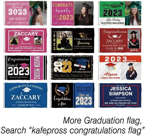 Miniatura 7 de Bandera de graduación de 3 x 5 pies para exteriores, letrero de graduación 2024 personalizado, bandera de felicitaciones para la clase de 2024