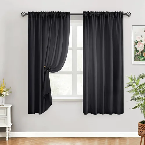Miniatura 23 de HOMEIDEAS Cortinas Transparentes de Privacidad Blancas No Transparentes, 52 X 45 Pulgadas de Largo 2 Paneles Cortinas Transparentes Filtradoras