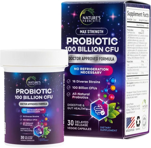 Probióticos para la salud digestiva – Mezcla de probióticos de 100 mil millones de UFC por cápsula – 16 cepas y prebióticos de primera calidad para