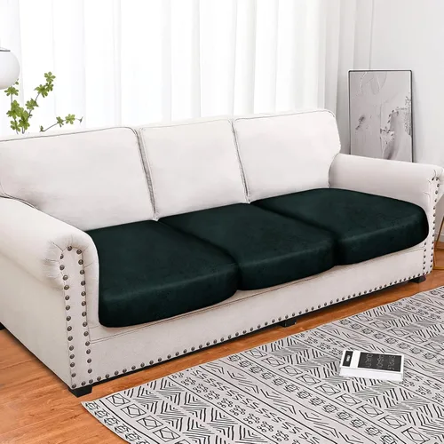 Miniatura 4 de molasofa Fundas de cojín de sofá con aspecto de cuero, fundas elásticas para cojín de sofá seccional, protector de cojín de asiento de repuesto