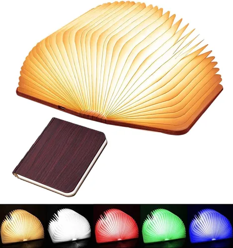 Luz de libro de madera novedosa LED luz nocturna portátil plegable lámpara de libro linterna de papel para decoración del hogar, regalos para