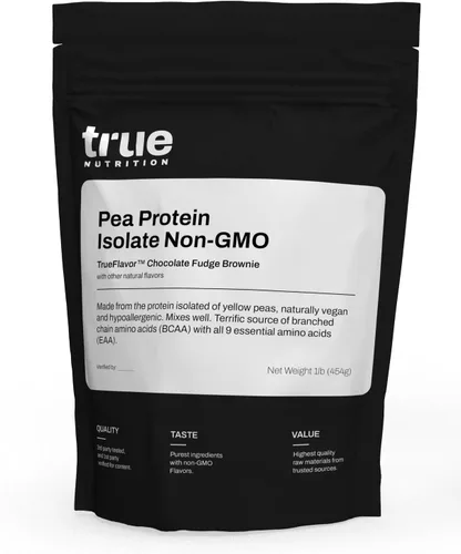 True Nutrition Aislado de proteína de guisante en polvo, 0.88 oz de proteína vegana sin OMG en polvo por porción, bajo en carbohidratos, bajo en