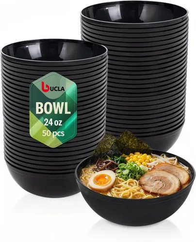Miniatura 12 de bUCLA Paquete de 50 unidades de cuencos de plástico blanco de 12 oz - Cuencos de salsa de plástico blanco desechables premium resistentes - Ideal
